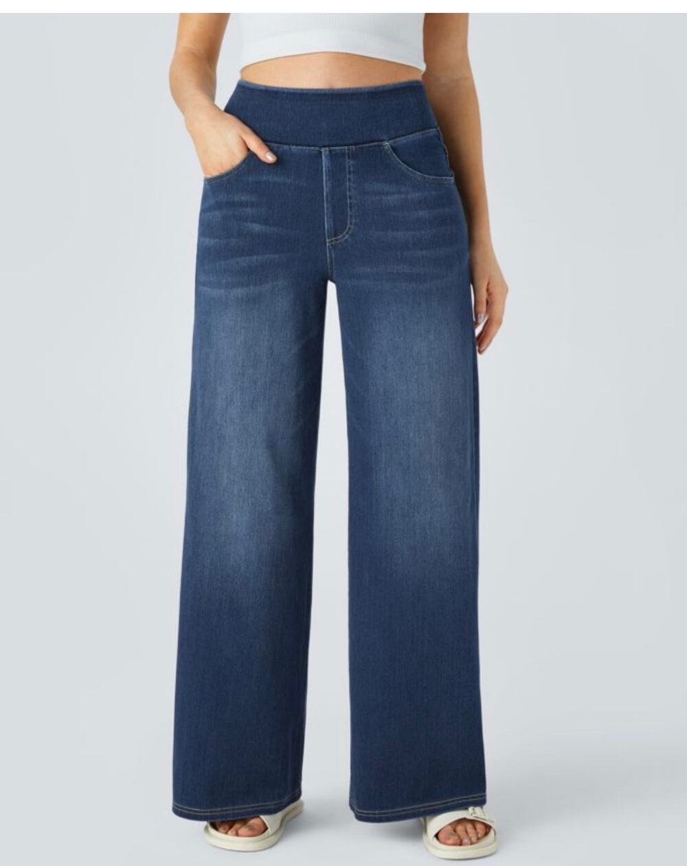NWT Halara Flex™ High Waisted Wide Leg Jeans Size Large with Pockets